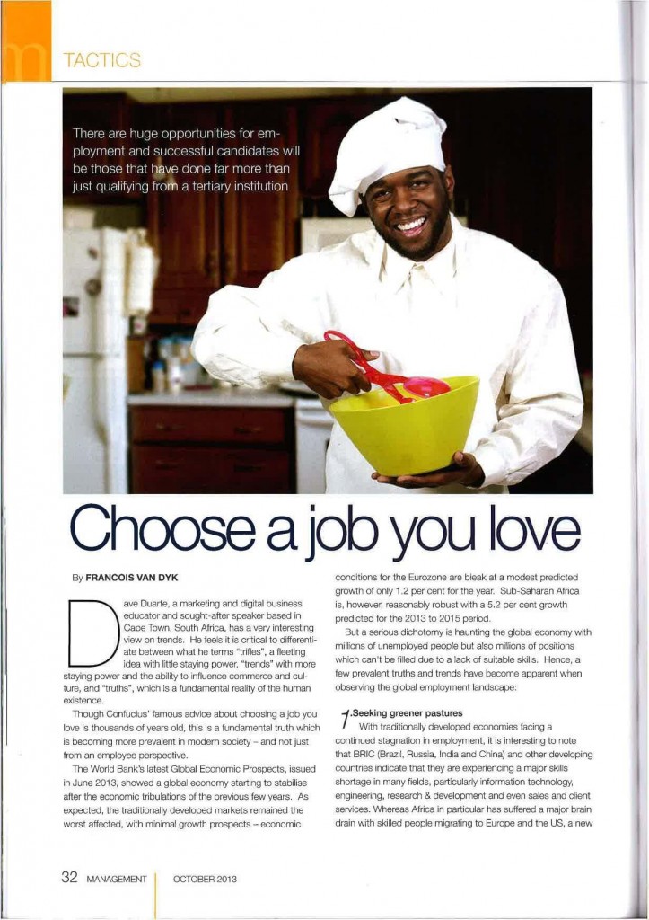 Choose a job you love, Management Kenya October Issue